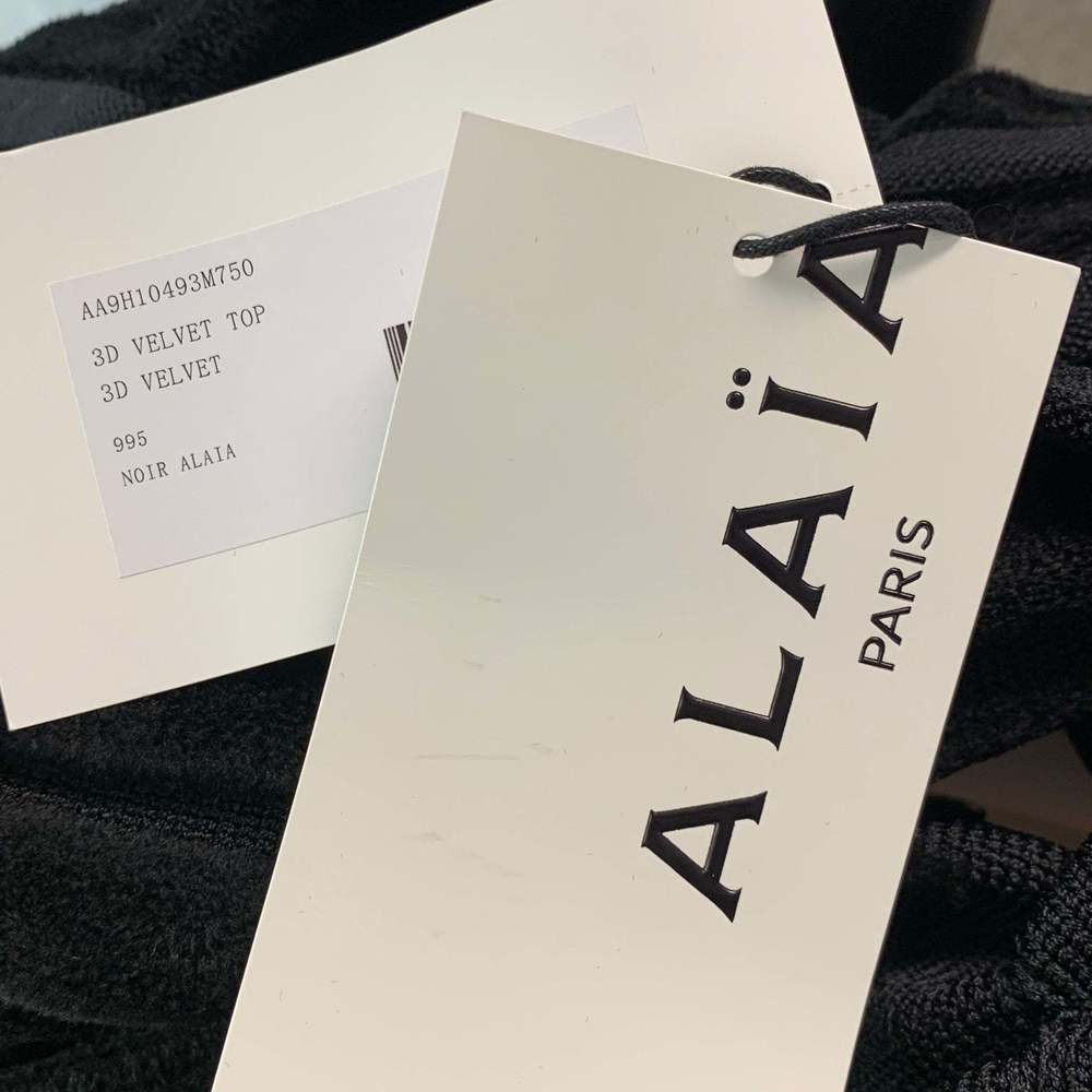 ALAIA Black Viscose Polyamide Velvet Cropped Pullover - Picture 6 of 9